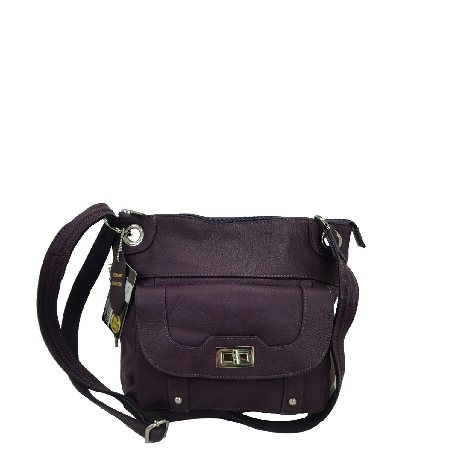 Concealed Carry Crossbody Leather Purse - Locking Zipper
