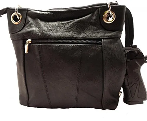 Concealed Carry Crossbody Leather Purse - Locking Zipper