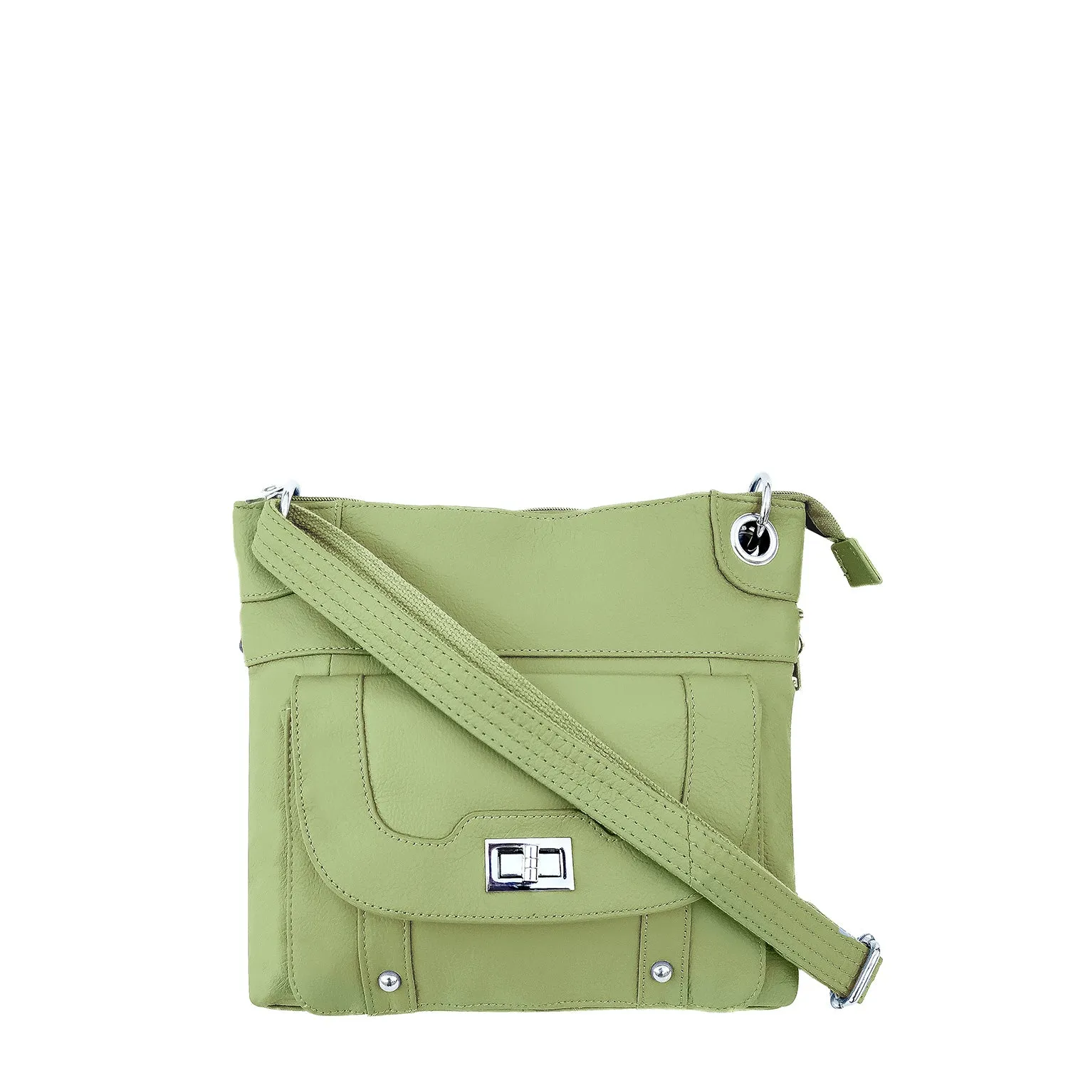 Concealed Carry Crossbody Leather Purse - Locking Zipper