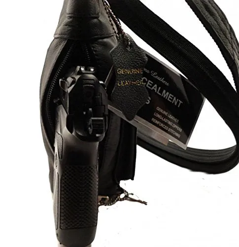 Concealed Carry Crossbody Leather Purse - Locking Zipper
