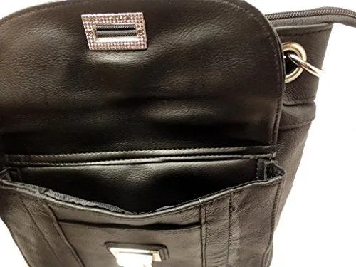 Concealed Carry Crossbody Leather Purse - Locking Zipper
