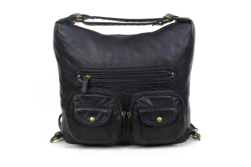 Convertible Crossbody Backpack - Black