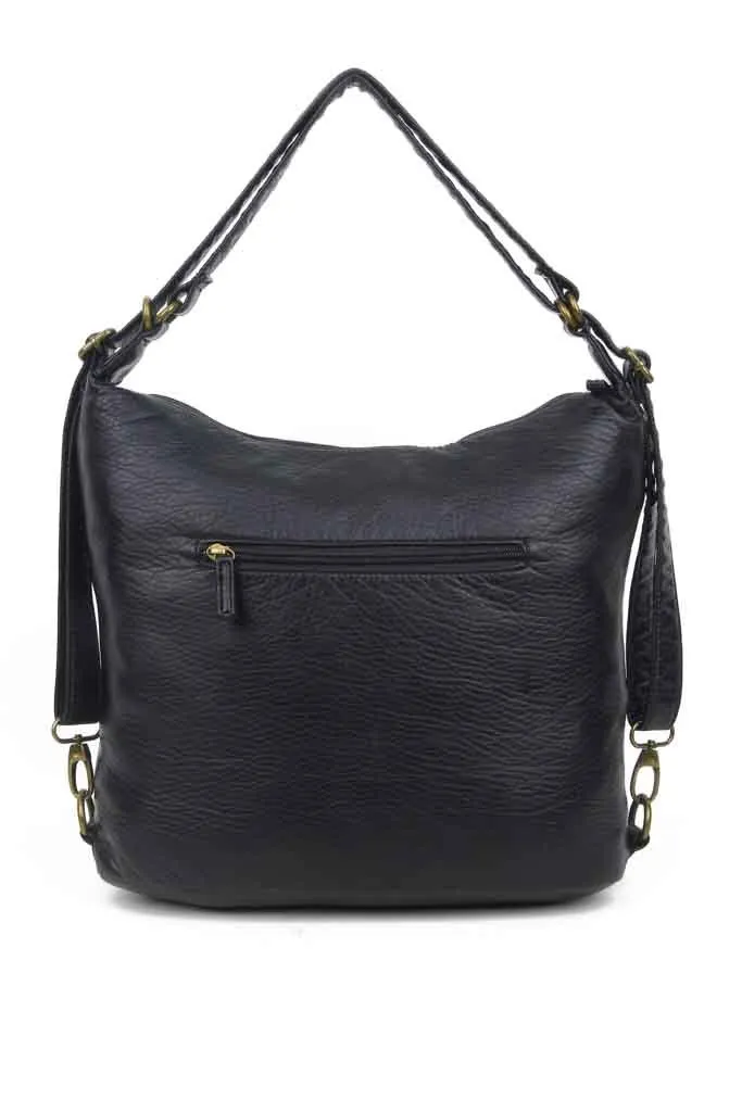 Convertible Crossbody Backpack - Black