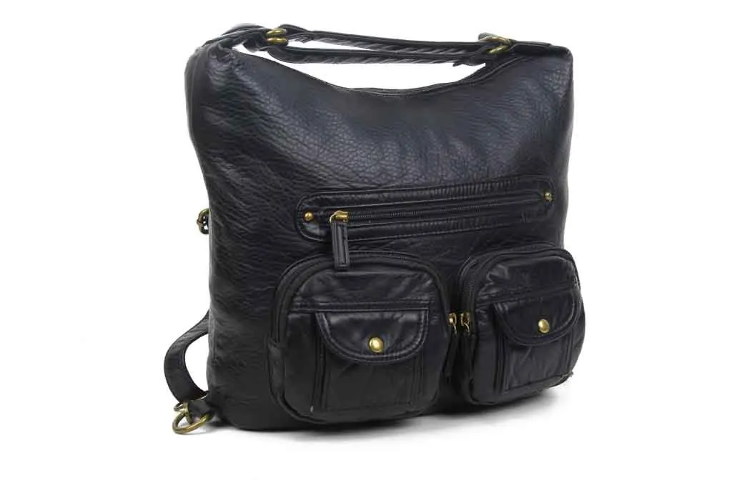 Convertible Crossbody Backpack - Black