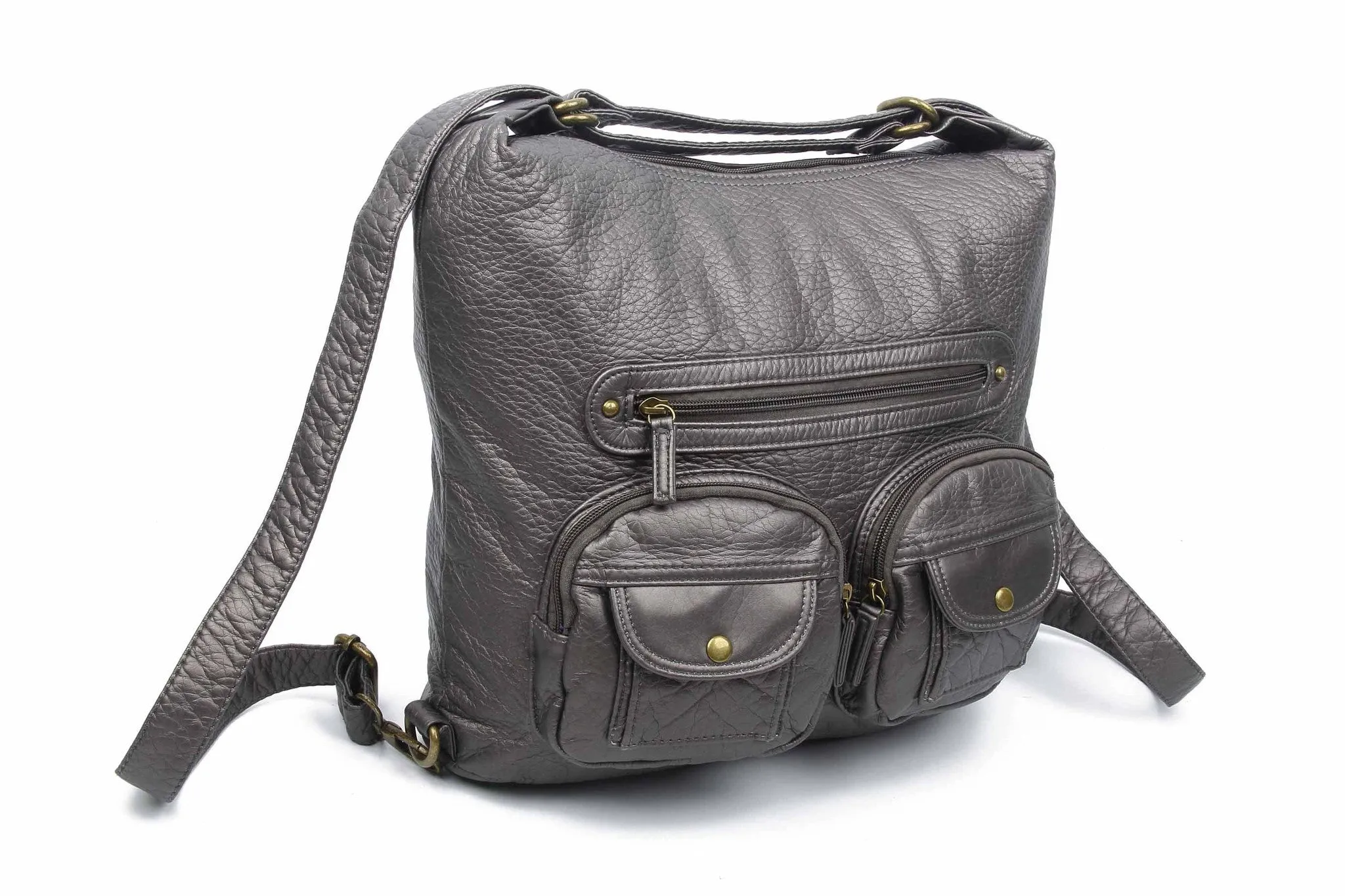 Convertible Crossbody Backpack - Dark Silver
