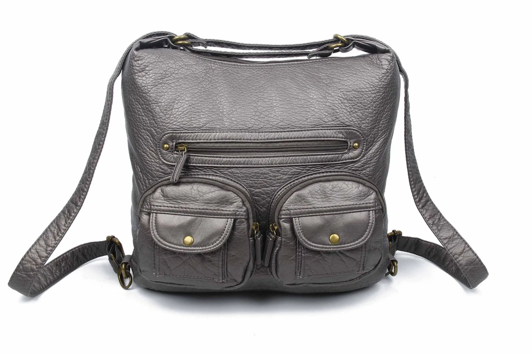 Convertible Crossbody Backpack - Dark Silver