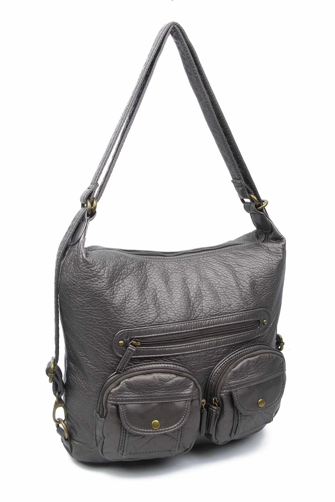 Convertible Crossbody Backpack - Dark Silver
