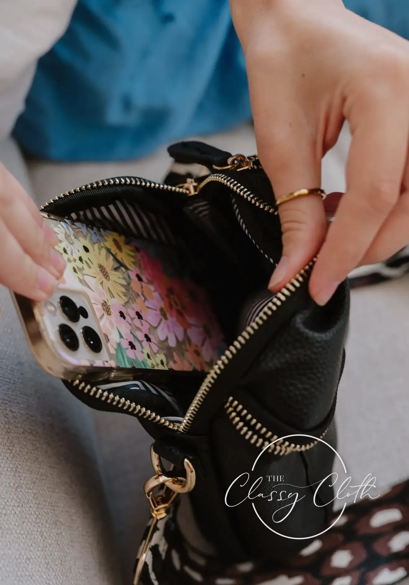 CORRINE CROSSBODY BAG- BLACK-BROWN ON CREAM LEOPARD