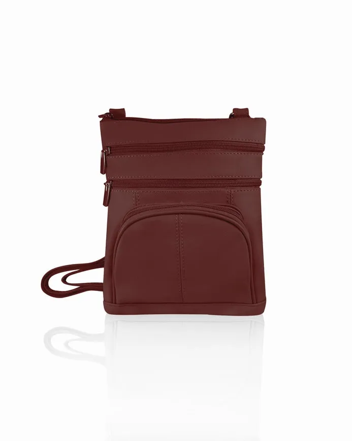 Cowhide Leather Crossbody in Wine