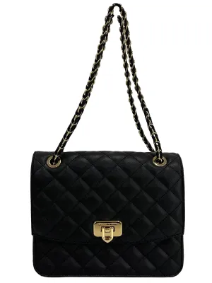 Cressida Quilted Chain Strap Bag - Black