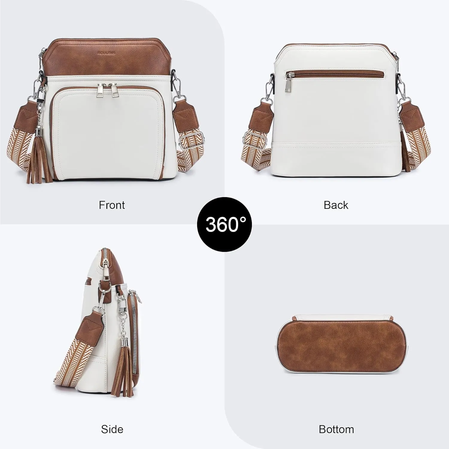 Crossbody Purse for Women,  Soft Leather Shoulder Handbags with Tassel