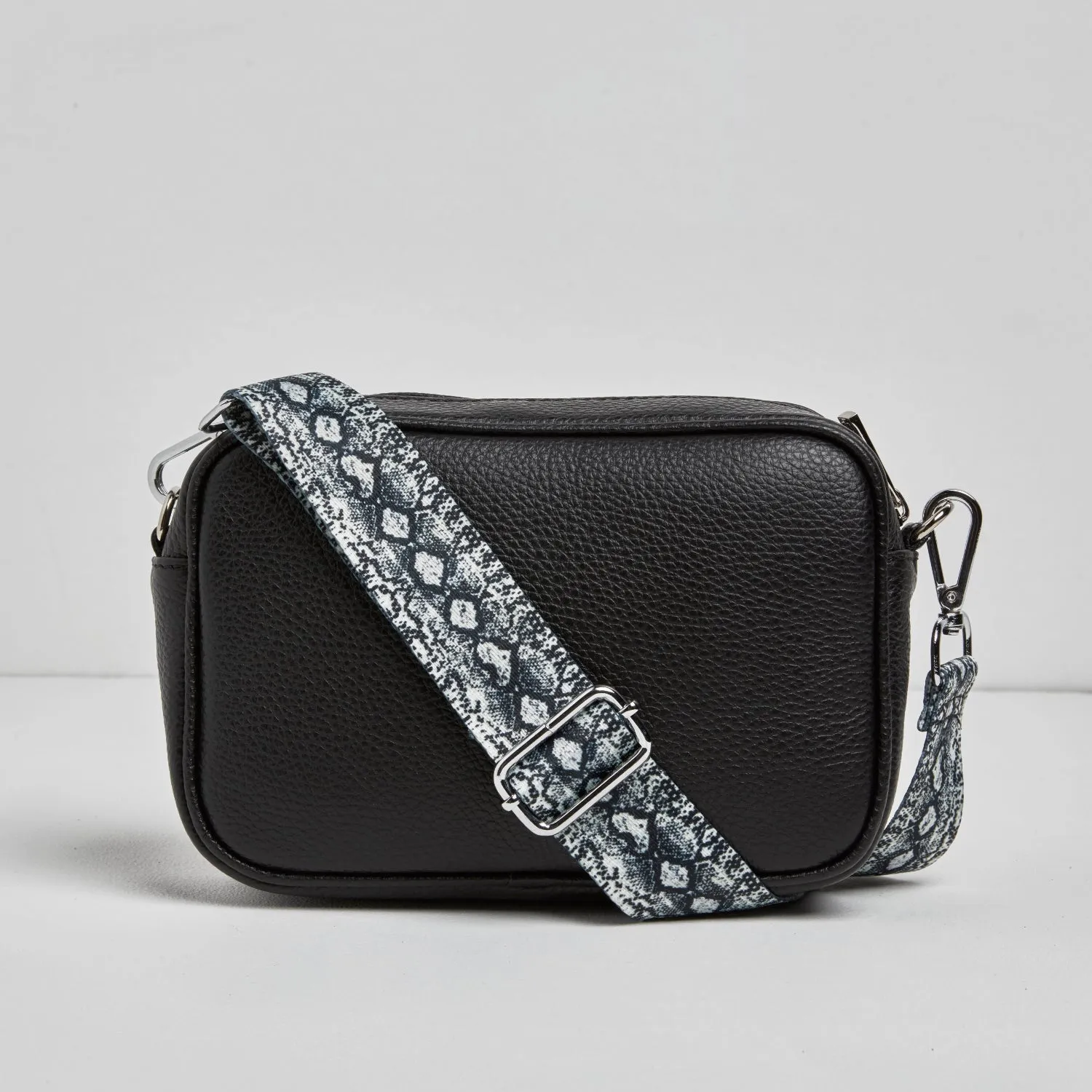 Crossbody Strap - Grey Snake Print (Silver Hardware)