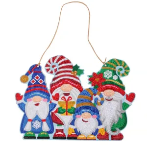 Crystal Art Wooden Hanging Decoration: Gnomes