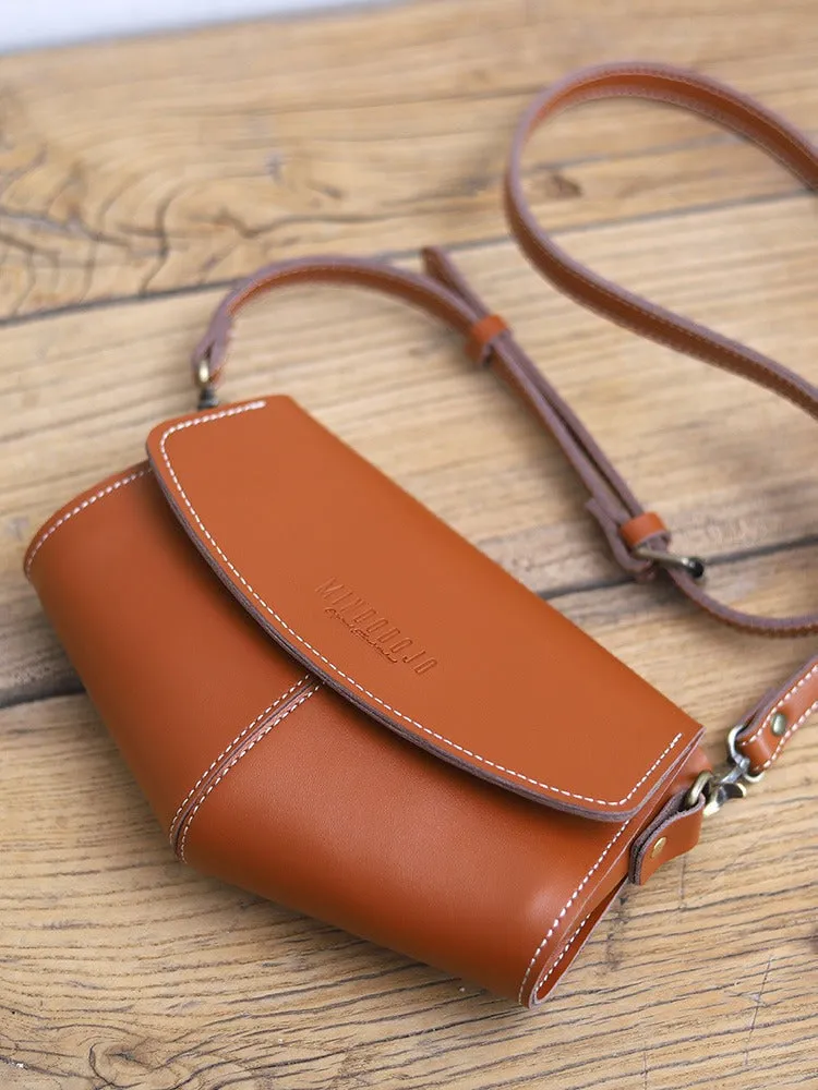 Cute LEATHER Sling Bag Side Bags Black WOMEN Saddle SHOULDER BAG Small Crossbody Purses FOR WOMEN