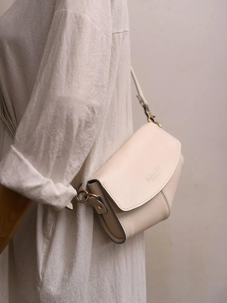 Cute LEATHER Sling Bag Side Bags Black WOMEN Saddle SHOULDER BAG Small Crossbody Purses FOR WOMEN