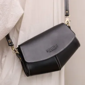 Cute LEATHER Sling Bag Side Bags Black WOMEN Saddle SHOULDER BAG Small Crossbody Purses FOR WOMEN