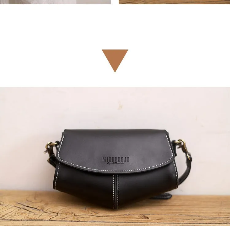 Cute LEATHER Sling Bag Side Bags Black WOMEN Saddle SHOULDER BAG Small Crossbody Purses FOR WOMEN