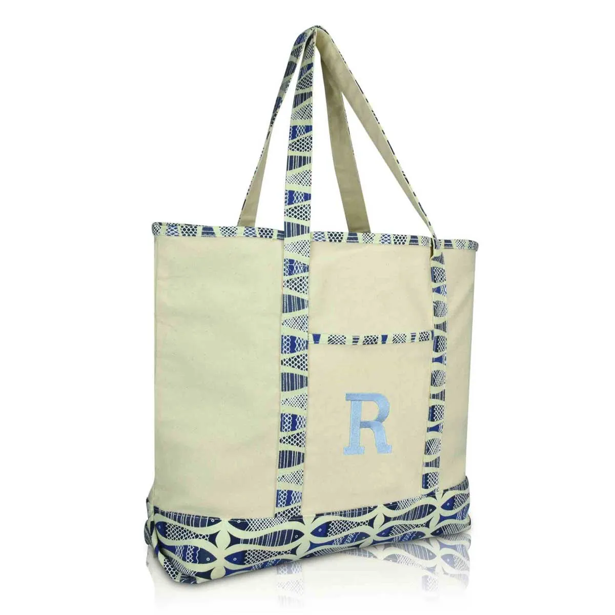 Dalix Initial Tote Bag Personalized Monogram Zippered Top Letter - R
