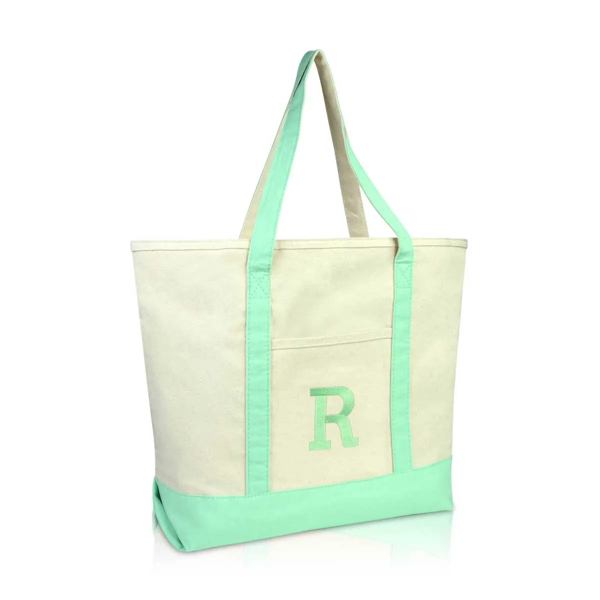 Dalix Initial Tote Bag Personalized Monogram Zippered Top Letter - R