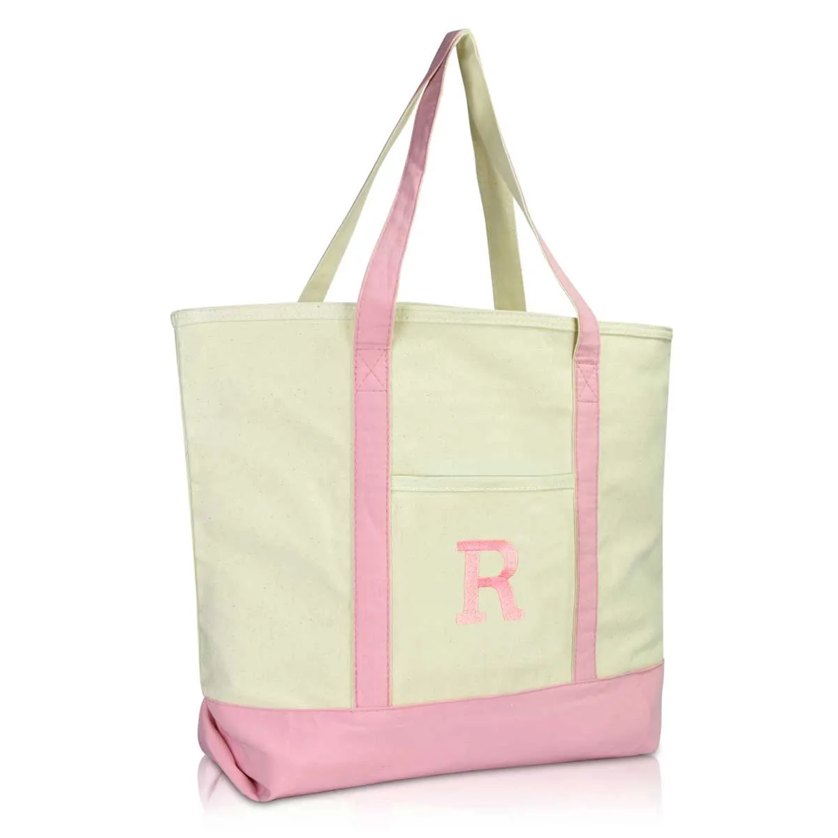 Dalix Initial Tote Bag Personalized Monogram Zippered Top Letter - R