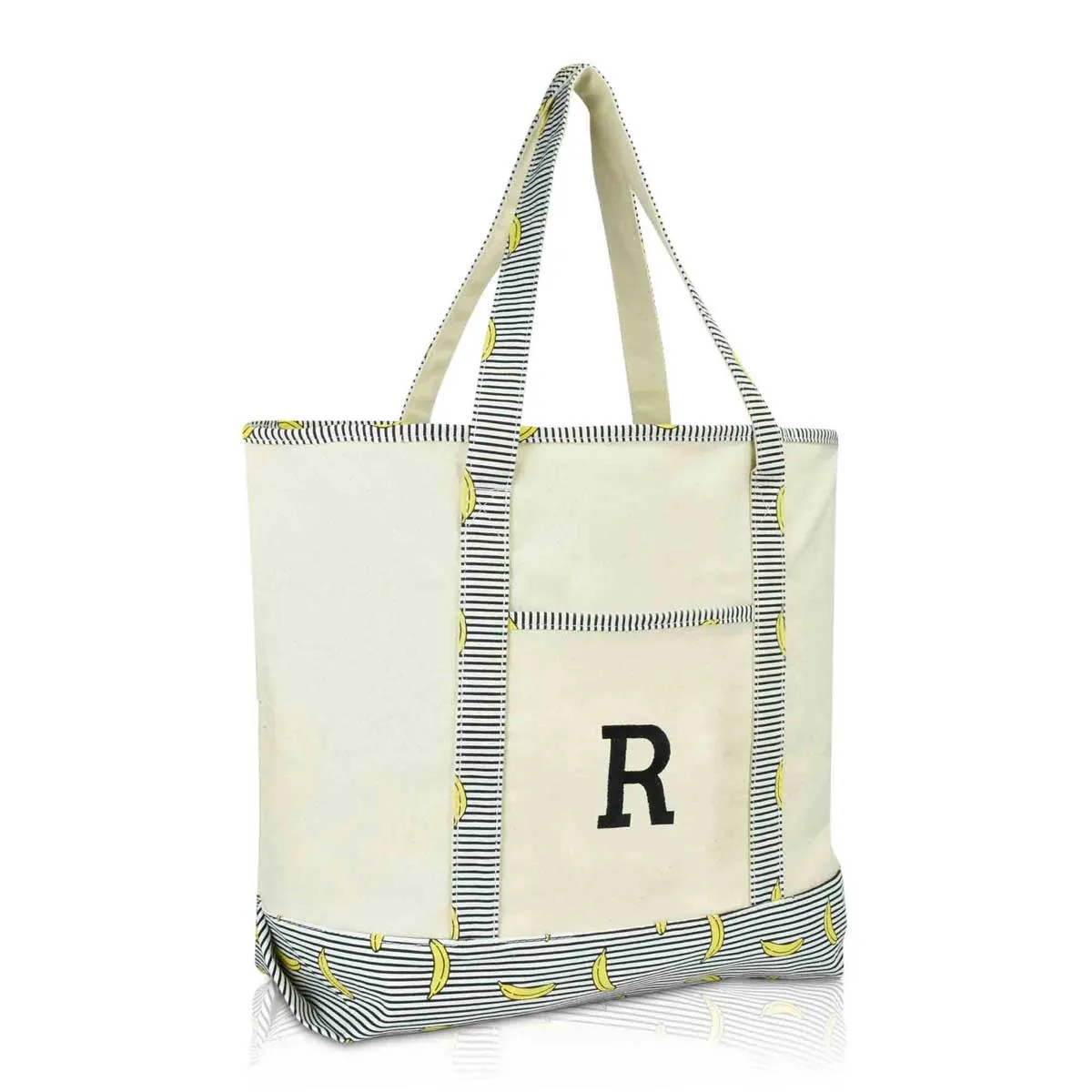 Dalix Initial Tote Bag Personalized Monogram Zippered Top Letter - R