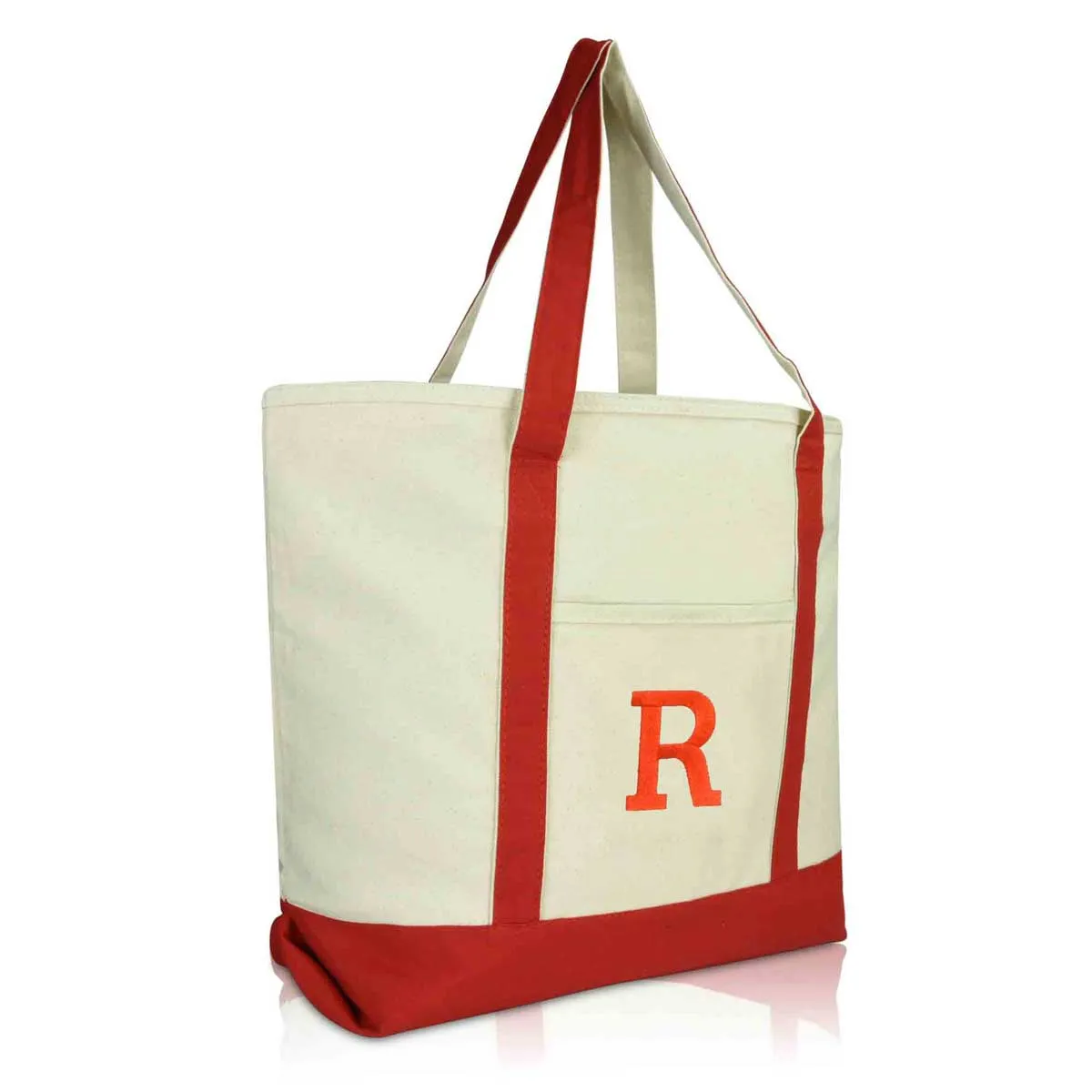 Dalix Initial Tote Bag Personalized Monogram Zippered Top Letter - R