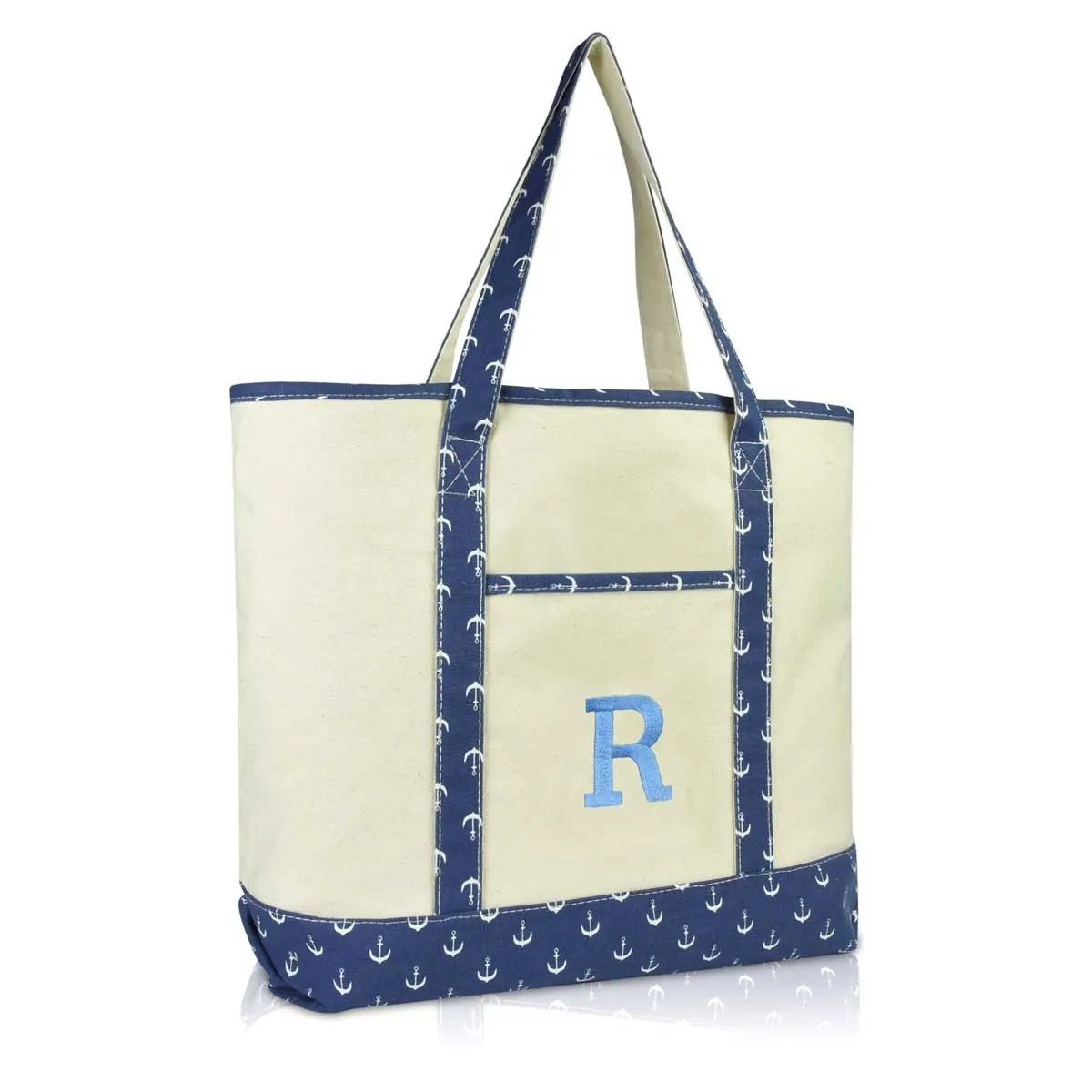 Dalix Initial Tote Bag Personalized Monogram Zippered Top Letter - R