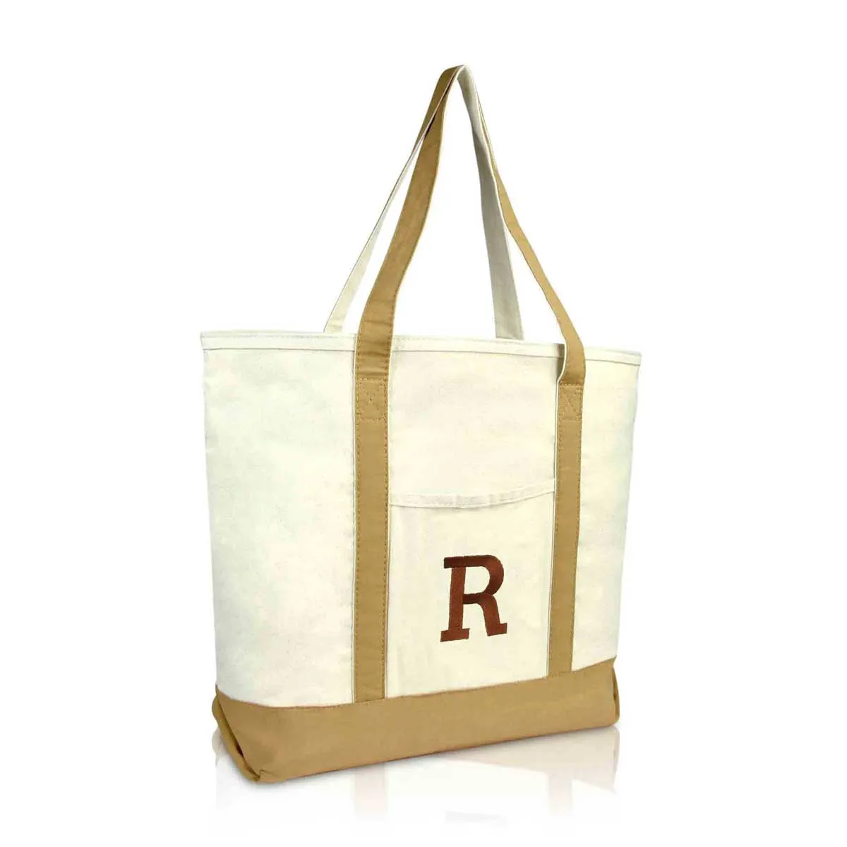 Dalix Initial Tote Bag Personalized Monogram Zippered Top Letter - R