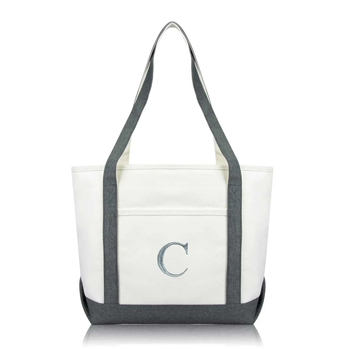 Dalix Medium Personalized Tote Bag Monogrammed Initial Letter - C