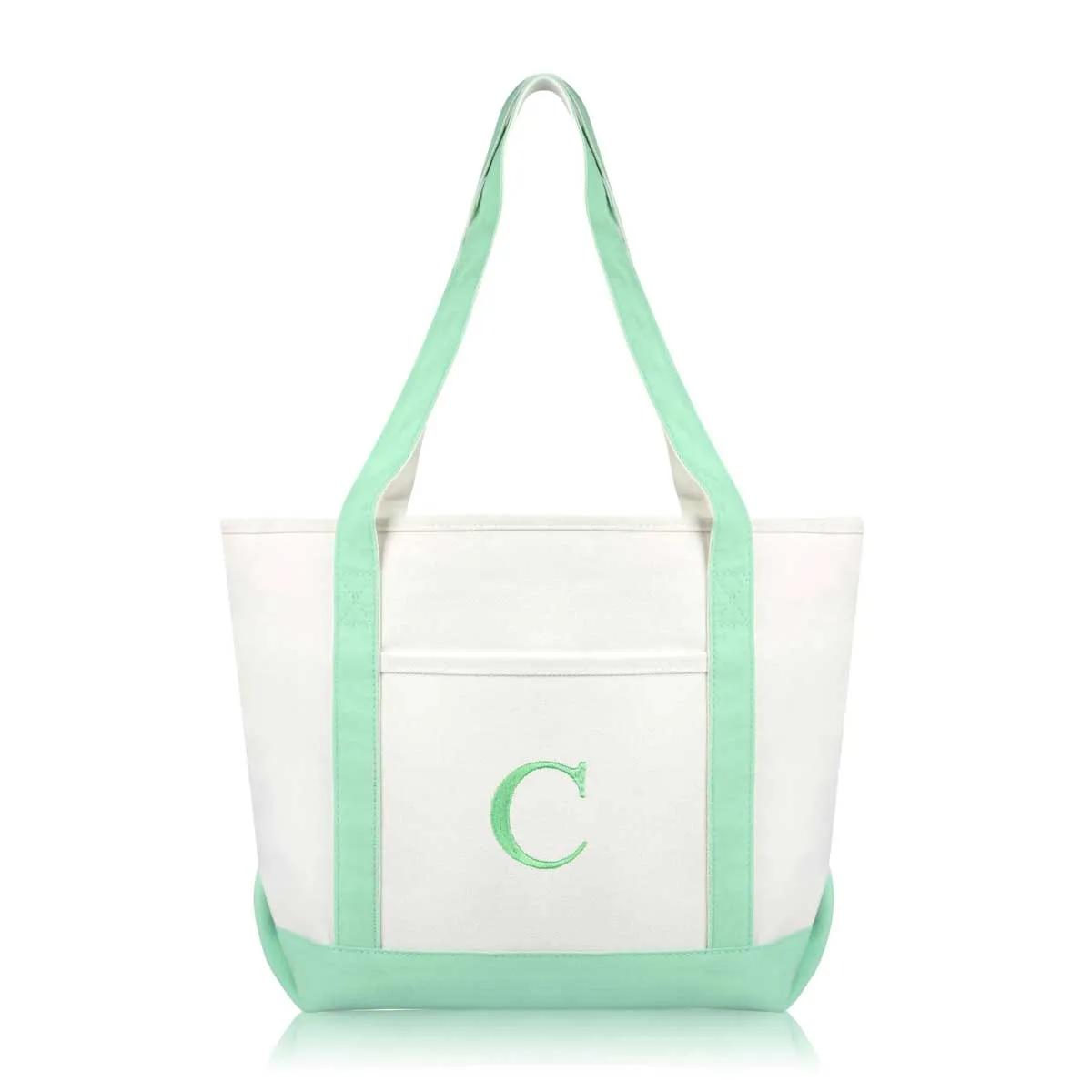 Dalix Medium Personalized Tote Bag Monogrammed Initial Letter - C