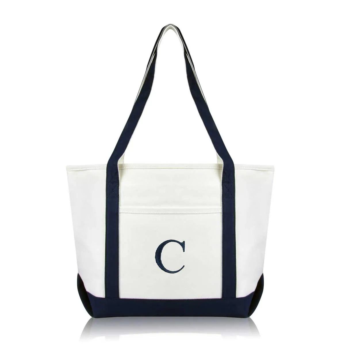 Dalix Medium Personalized Tote Bag Monogrammed Initial Letter - C