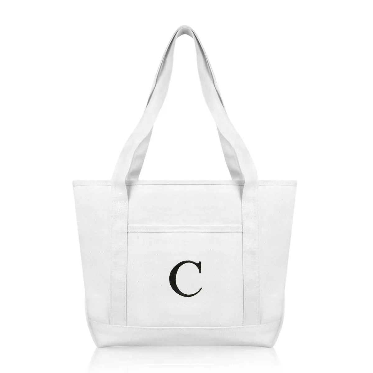 Dalix Medium Personalized Tote Bag Monogrammed Initial Letter - C