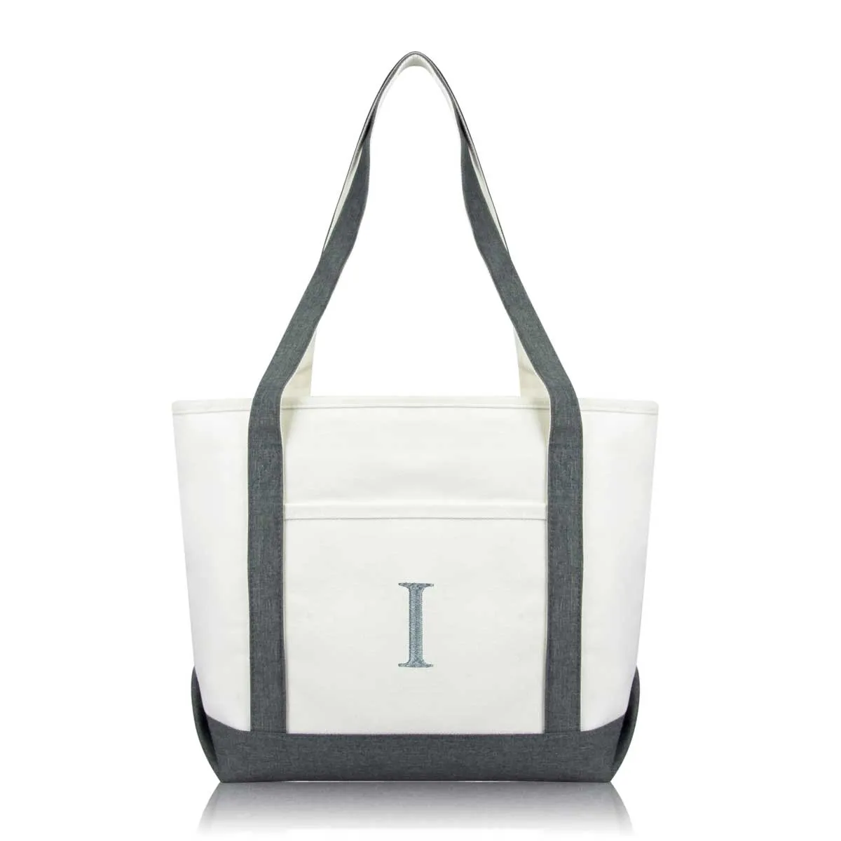 Dalix Medium Personalized Tote Bag Monogrammed Initial Letter - I