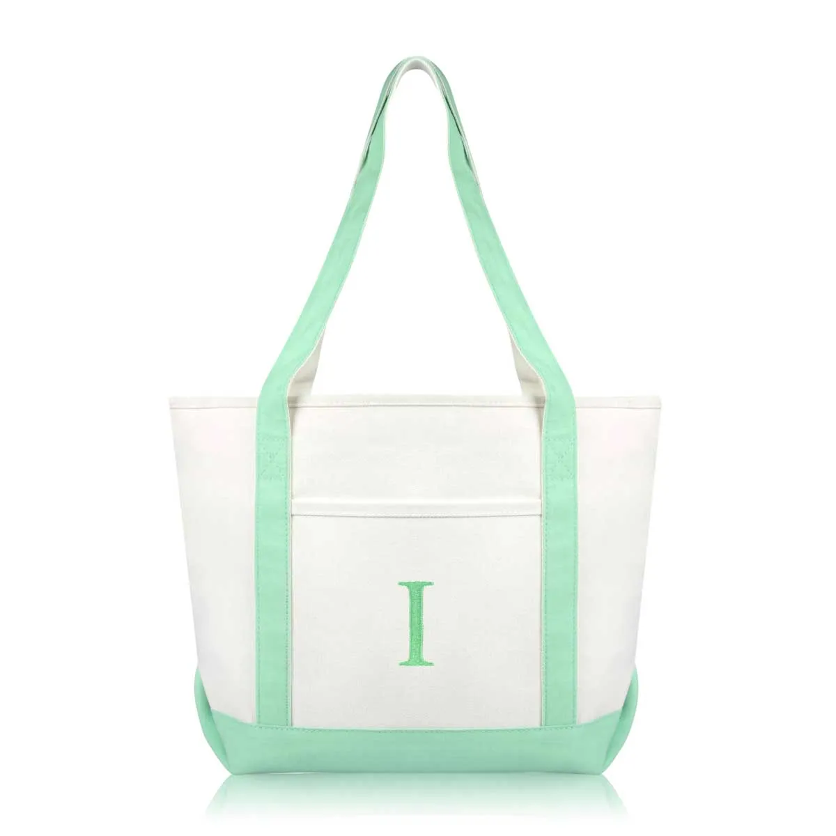 Dalix Medium Personalized Tote Bag Monogrammed Initial Letter - I