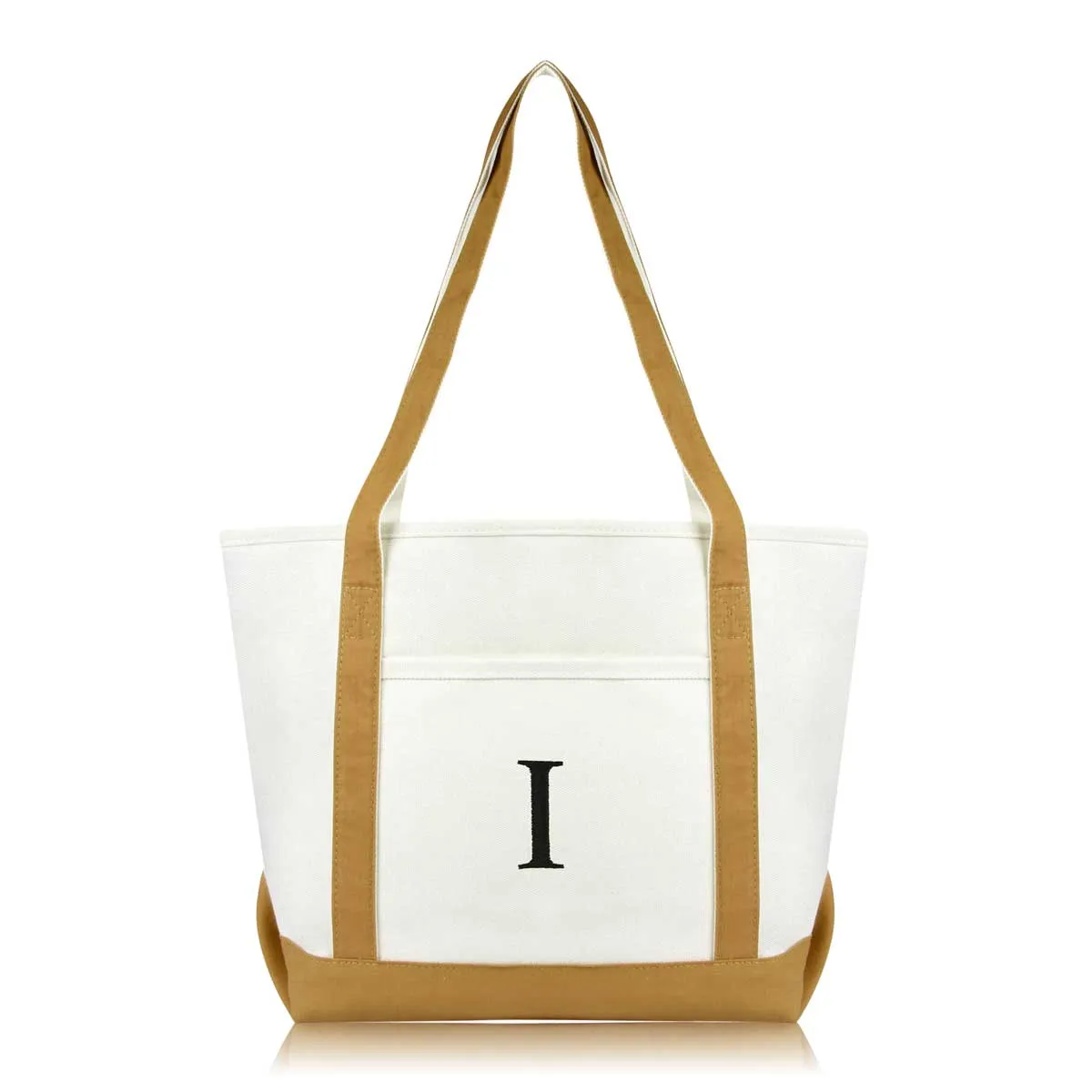 Dalix Medium Personalized Tote Bag Monogrammed Initial Letter - I