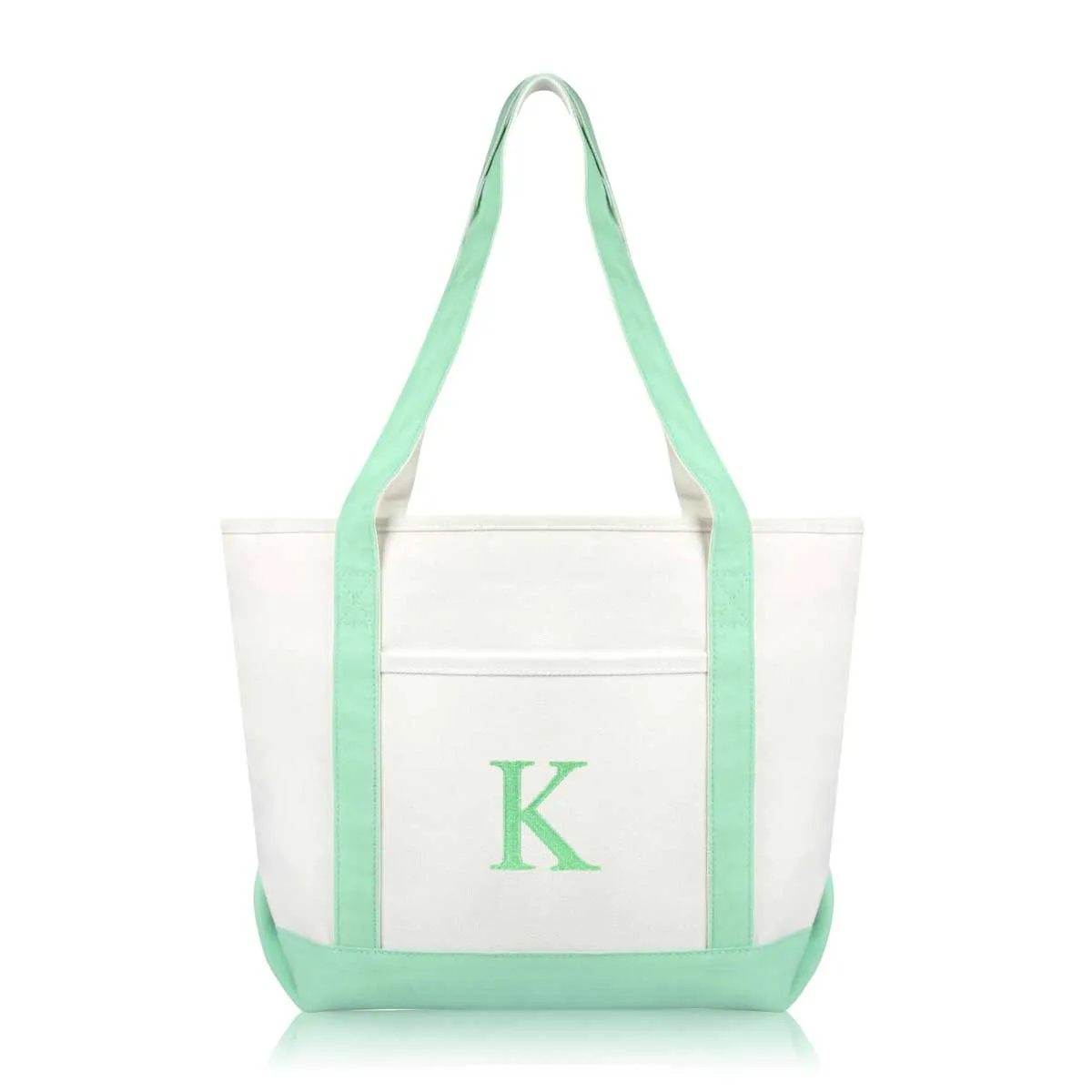 Dalix Medium Personalized Tote Bag Monogrammed Initial Letter - K