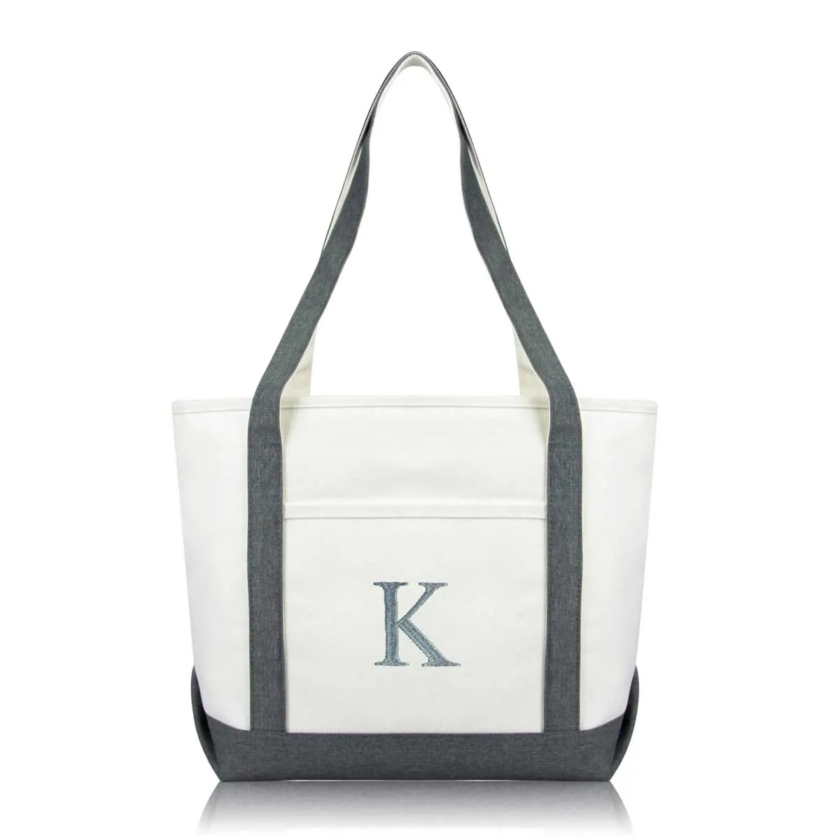 Dalix Medium Personalized Tote Bag Monogrammed Initial Letter - K