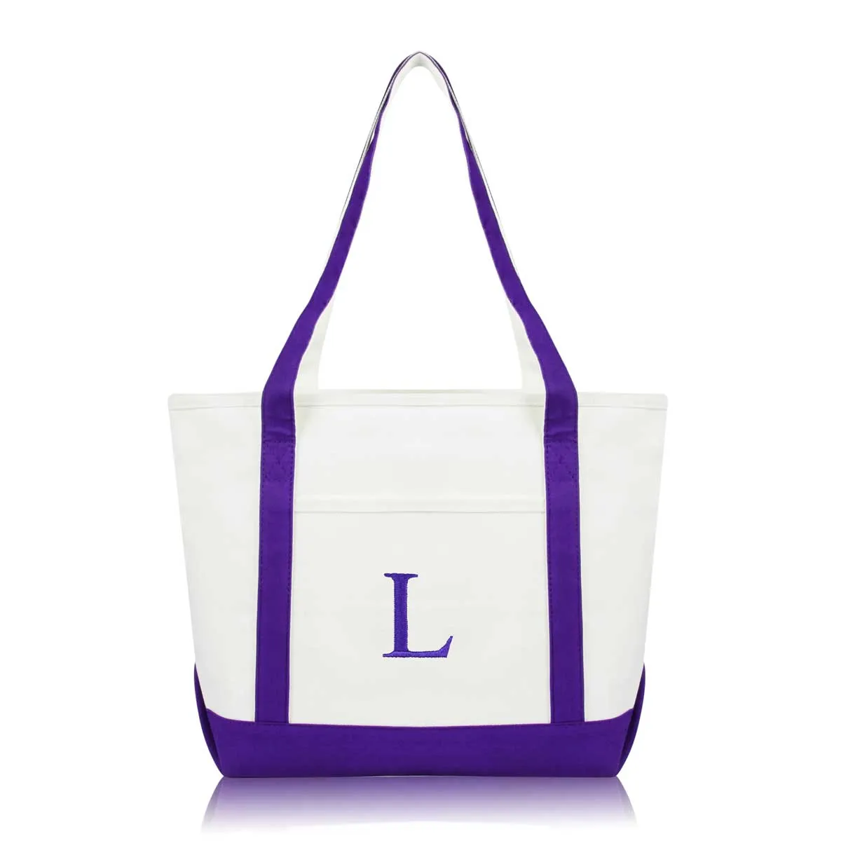 Dalix Medium Personalized Tote Bag Monogrammed Initial Letter - L