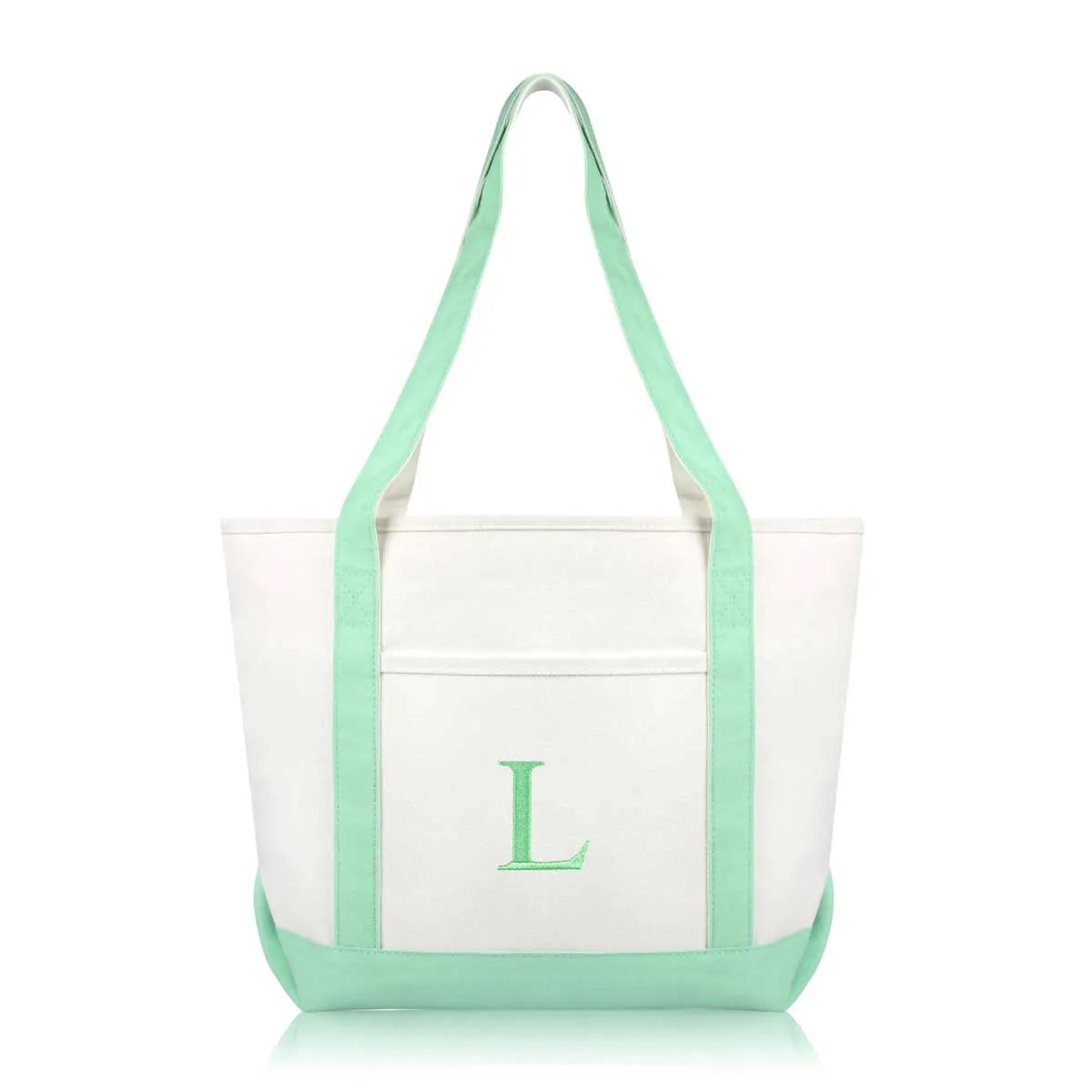 Dalix Medium Personalized Tote Bag Monogrammed Initial Letter - L
