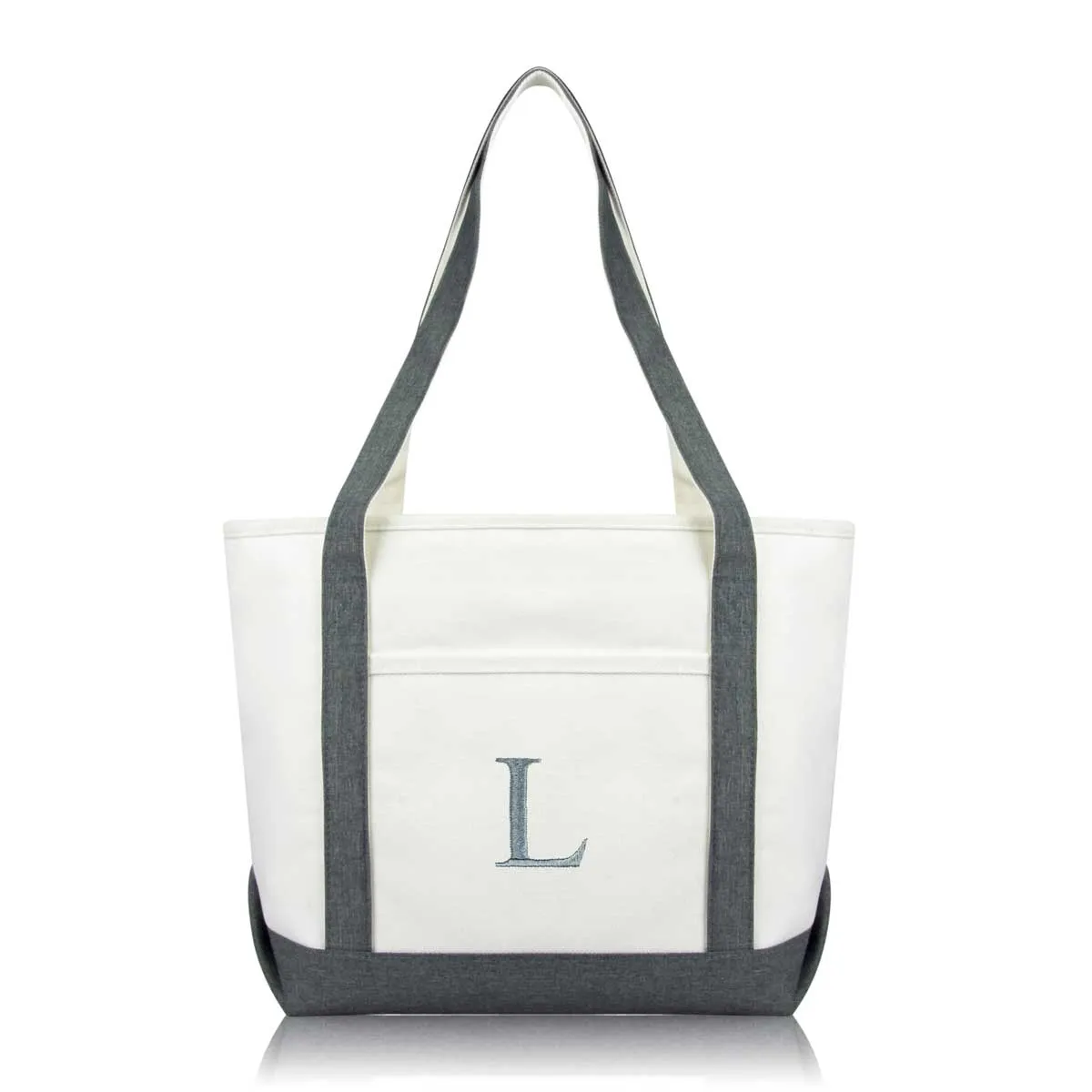 Dalix Medium Personalized Tote Bag Monogrammed Initial Letter - L