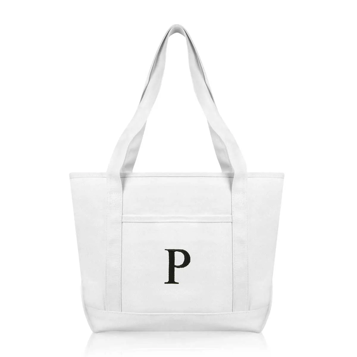 Dalix Medium Personalized Tote Bag Monogrammed Initial Letter - P