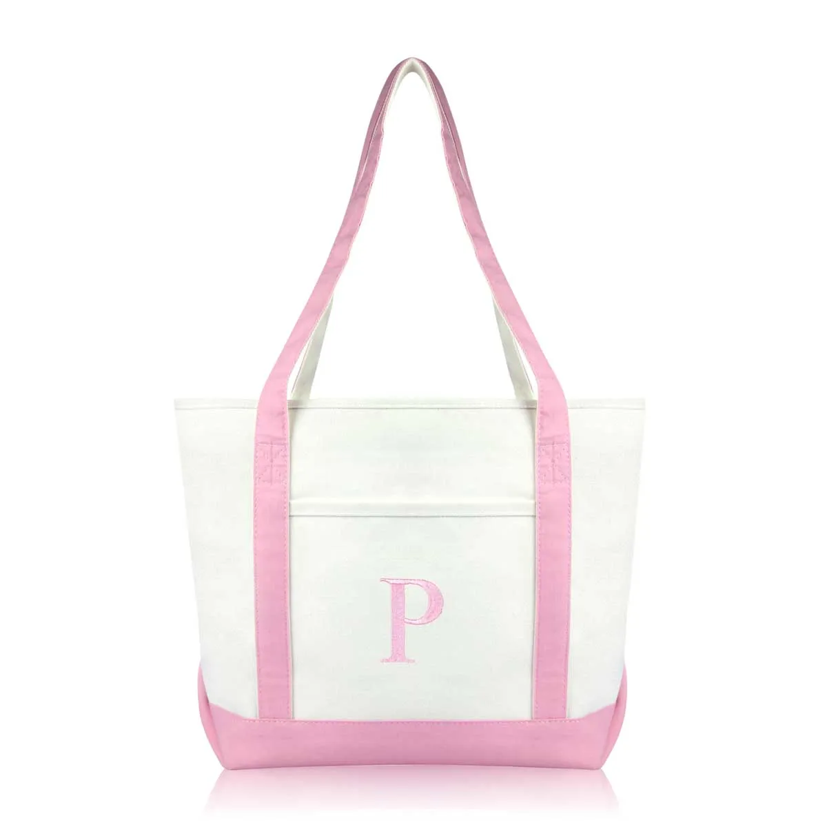 Dalix Medium Personalized Tote Bag Monogrammed Initial Letter - P