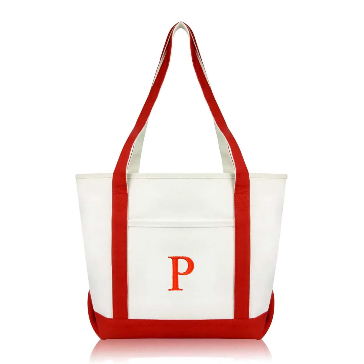 Dalix Medium Personalized Tote Bag Monogrammed Initial Letter - P