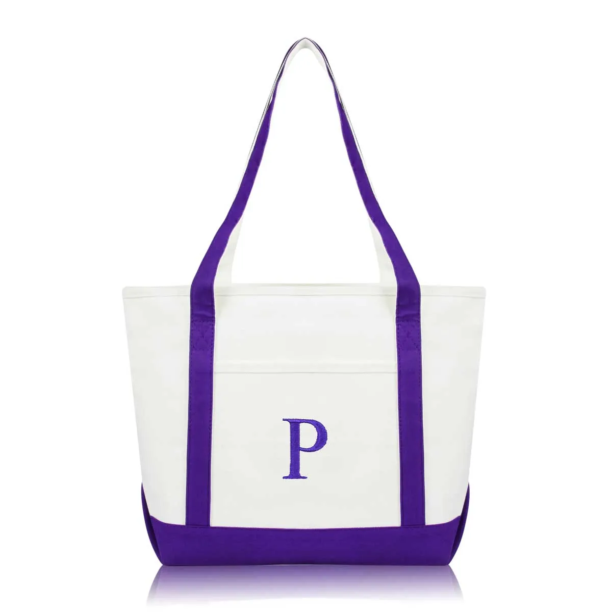 Dalix Medium Personalized Tote Bag Monogrammed Initial Letter - P