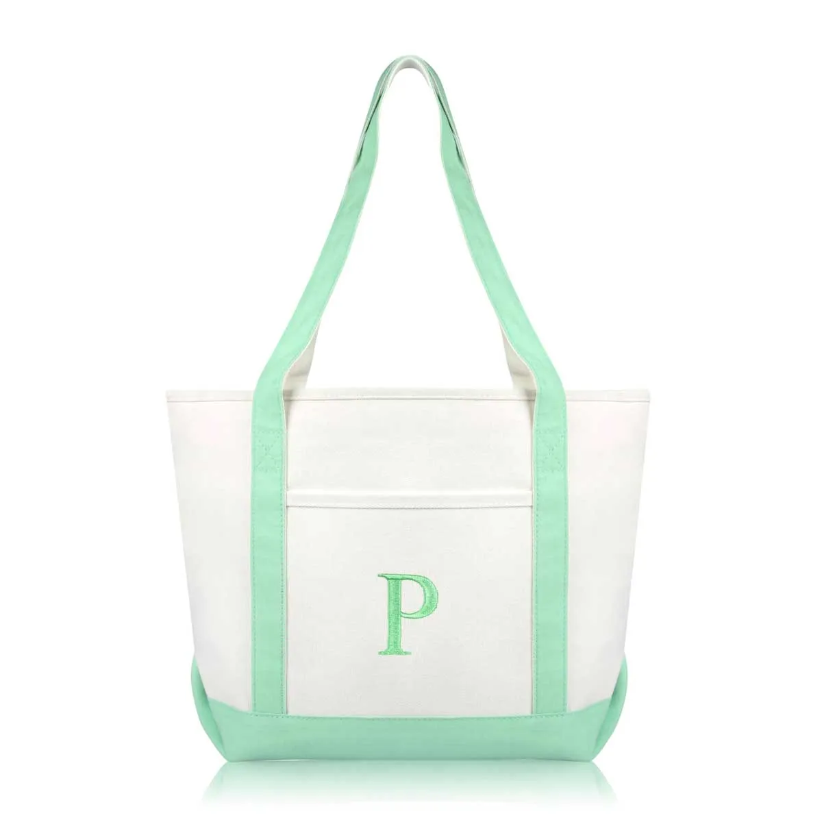 Dalix Medium Personalized Tote Bag Monogrammed Initial Letter - P
