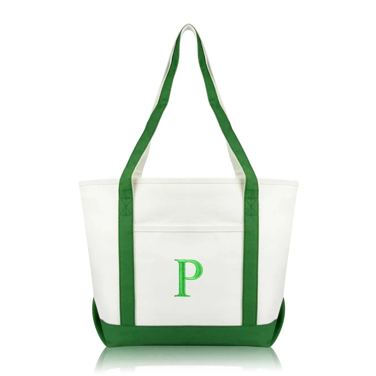 Dalix Medium Personalized Tote Bag Monogrammed Initial Letter - P
