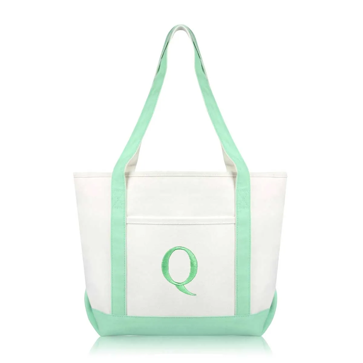 Dalix Medium Personalized Tote Bag Monogrammed Initial Letter - Q