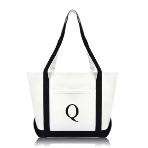 Dalix Medium Personalized Tote Bag Monogrammed Initial Letter - Q
