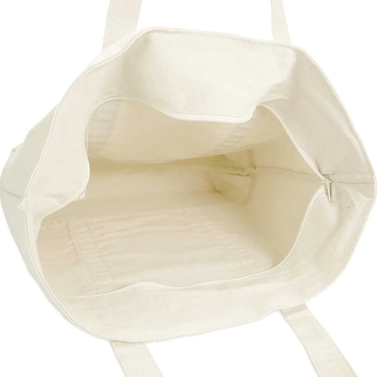 Dalix Personalized Shopping Tote Bag Monogram Natural Initial Zippered Letter A-Z