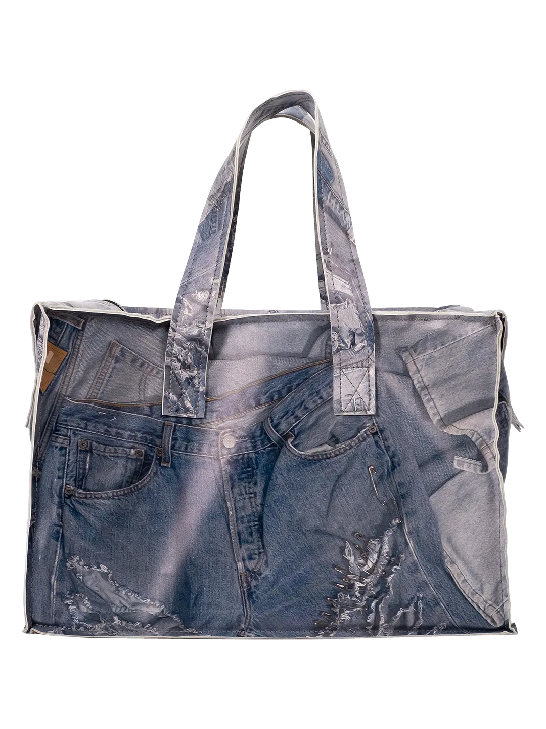 Denim-print Oversized Bag